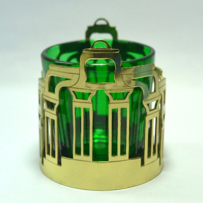 Karnataka T Light in Green Glass by Sahil & Sarthak